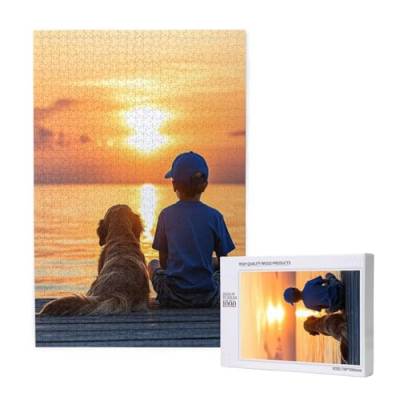 Puzzle Sonnenuntergang,Puzzle 1000 Teile Hund Holzpuzzle Erwachsene mit Geschenkbox,Schwieriges,Unterhaltsames,Herausforderndes,Geeignet für Anfänger ab 14 Jahren,Geschenke für Männer/Frauen M-1706 von Yeogcohe